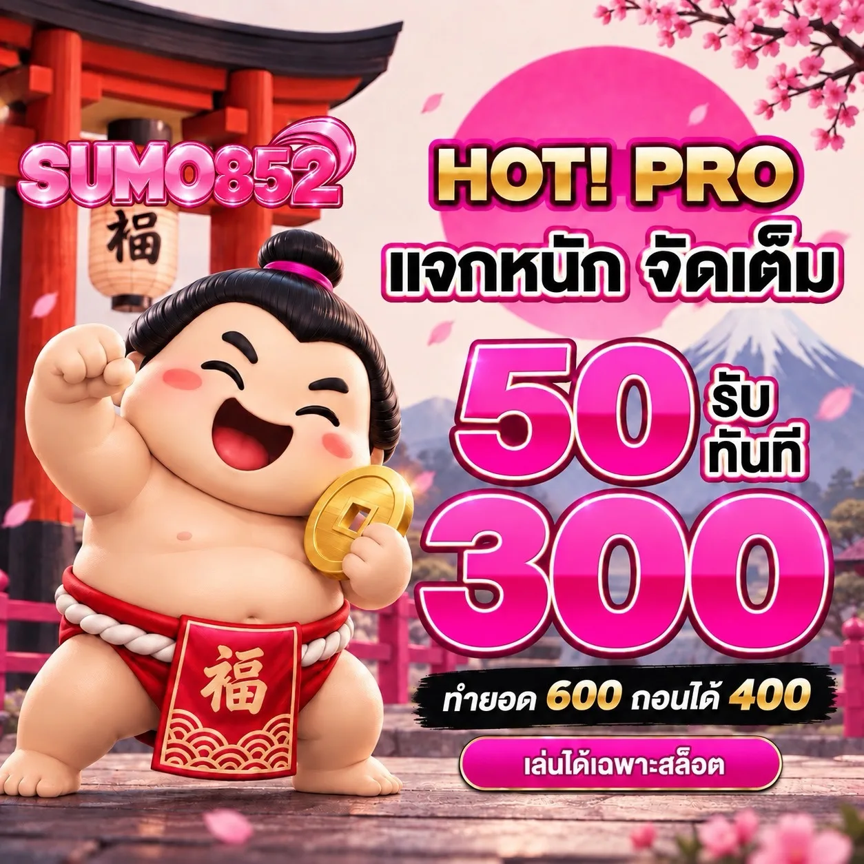 SUMO852 ทางเข้าเว็บสล็อตลิขสิทธิ์แท้ โบนัสแตกง่าย ถอนได้จริงทุกบิล
